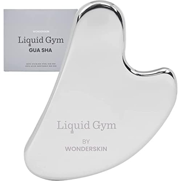 Wonderskin Liquid Gym Gua Sha Face Sculpting Tool, Facial Roller to Reduce Tension, Puffiness & Wrinkles, Skin Care Tool and Jawline Sculptor, Stainless Steel Facial Massager