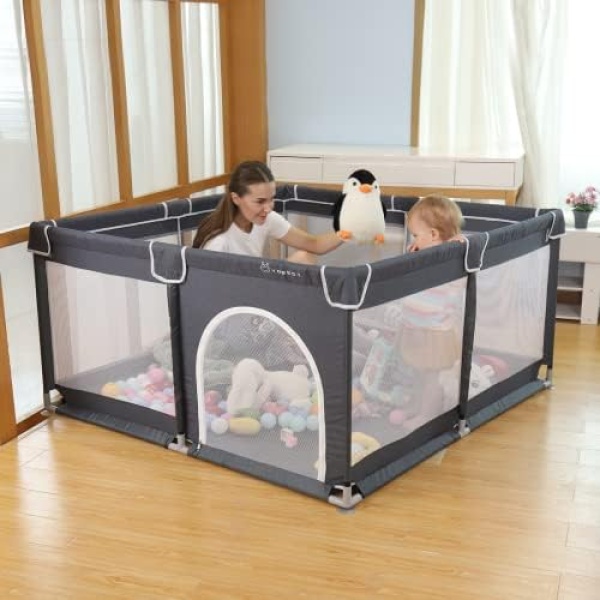 YOBEST Baby Playpen, Extra Large Playyard for Baby, Play Pens for Babies and Toddlers, Sturdy Safety Huge Baby Fence Play Area Center with Gate