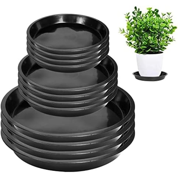 12 Pack Plant Saucer - 6 8 10 Inch Plant Tray Round Plastic Plant Drip Trays for Indoor Outdoor Garden Plants, Collects Flower Pot Drainage and Excess Water