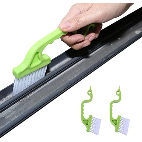 2pcs Hand-held Groove Gap Cleaning Tools Door Window Track Kitchen Cleaning Brushes(Green)