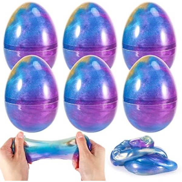 6 Pcs Slime Eggs Stress Easter Relief Toys Easter Eggs for Kids Boys Girls Easter Basket Stuffers Gifts Party Favors Classroom Exchange Prizes for Christmas Valentines Easter