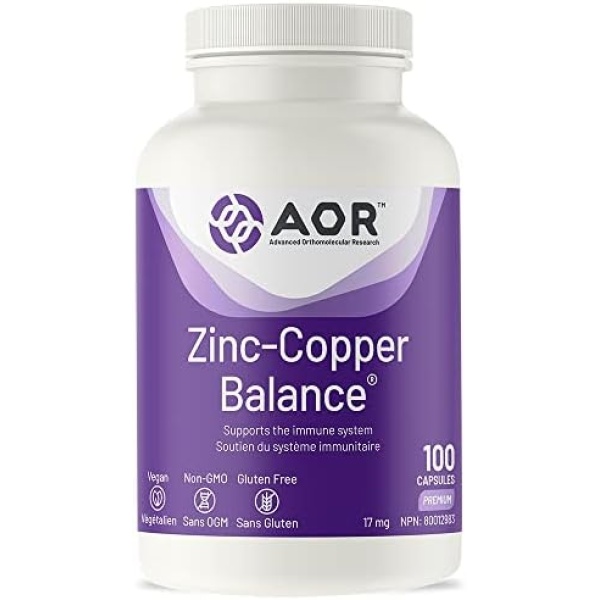 AOR - Zinc-Copper Balance - 100 Capsules - A Balanced Ratio of Two Key Minerals