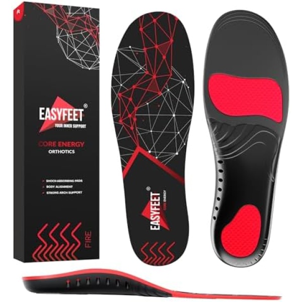 Anti-Fatigue Shoe Insoles - High Arch Support Insoles - Shoe Inserts Orthotics Men Women - Plantar Fasciitis Heel Arch Feet Pain Flat Feet - Work Boot Sneakers Hiking Shoe