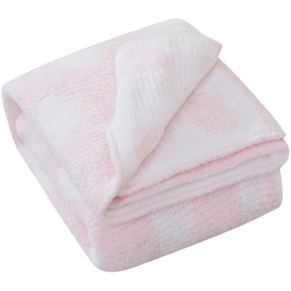 Baby Blankets for Girls,Boys Size 75cmX100cm Premium Soft Chenille Reversible Baby Blanket - Toddler Blanket - Receiving Blanket - for Baby Girl Gifts & Bed, Crib, Stroller - Pink Hearts