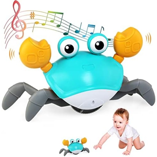 Ballery Crawling Crab Baby Toy, Infant Electronic Light Up Crab Crawling Toys with Music and Lights for Kids, Baby Interactive Toys, Electronic Pet Toys for Boys and Girls Learning (Blue)