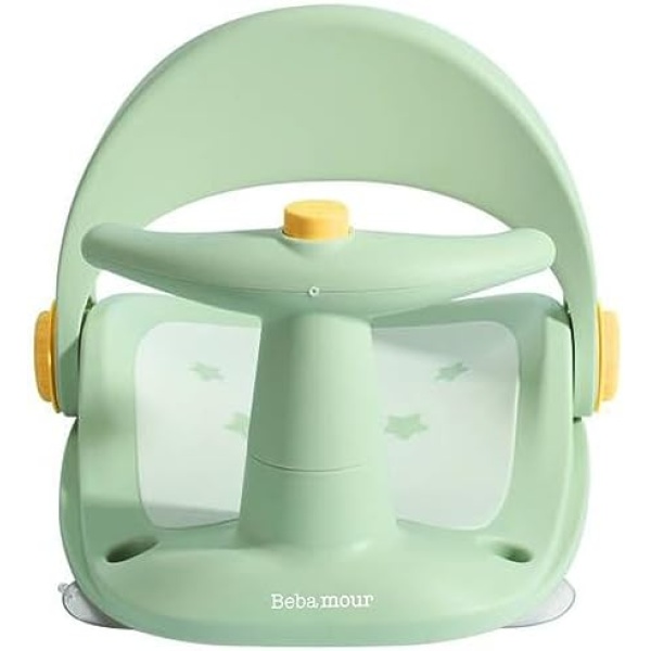 Bebamour Baby Bath Seat Portable Toddler Child Bathtub Seat for 6-18 Months Toddler Girl Boy Bathtub Support Non-Slip/Soft Skin Care/Strong Sucker (Green)