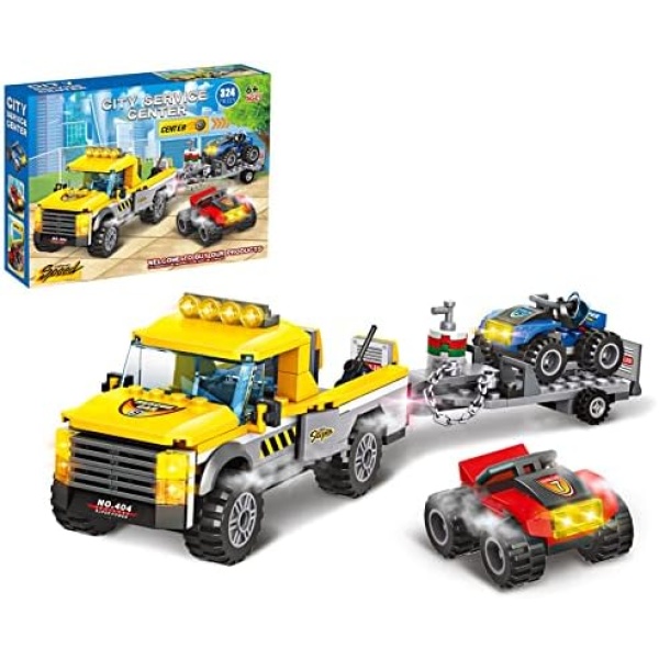 City Race Buggy Transporter Building Kit, City Race Team Building Set with Toy Truck and Race Car, Best Fun Vehicle Toys Creative Birthday Gift for Kids Boys 6 7 8 9 10 Year Old (324 Pieces)