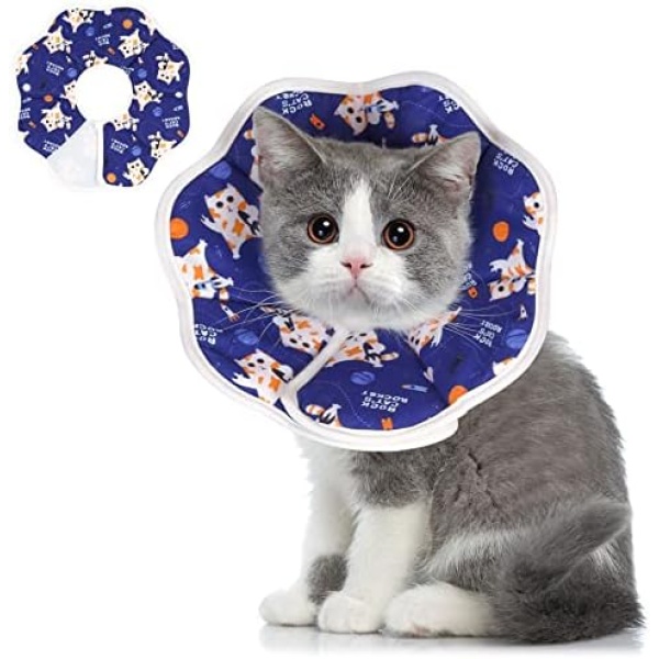 ComSaf Small Soft Cat Recovery Collar, Protective Adjustable Pet Cone Collar for After Surgery, Comfortable Lightweight Elizabethan Collar for Cat Kitten Prevent from Licking Wounds, Not Block Vision