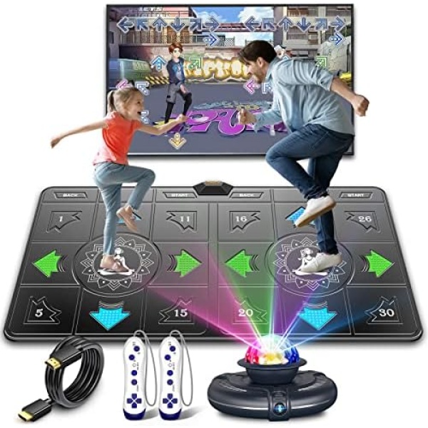 Dance Mat for Kids and Adults - FWFX Musical Electronic Dance Mats with HD Camera, Double User Wireless Dancing Mat Game for TV, Fitness Dance Step Pad Gift for Girls & Boys Age 6+