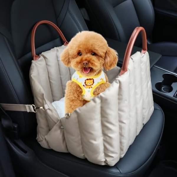 Dog Car Seat for Small & Medium Dogs, Portable Pet Car Seat for Dogs Cats Non-Slip Dog Booster Seat with a Pad & Safety Leash, Stylish Puppy Car Seat Durable Cat Car Seat Car Dog Bed