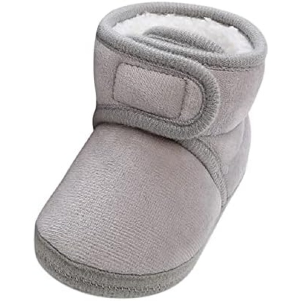 Fall Winter Infant Boots Shoes Baby Fleece Warm Booties Shoes Fashion Solid Color Non Slip Boots for 0 to 12M