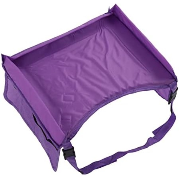 Foldable Car Seat Table Tray Waterproof Toddler Lap Desk Food Organizer for Kids Baby Travel Carriages Accessory Purple