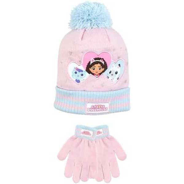 Gabby’s Dollhouse Hat and Glove Set for Girls | Kids Hat And Gloves for Winter | Accessories for Girls | Official Gabbys Doll house Merchandise