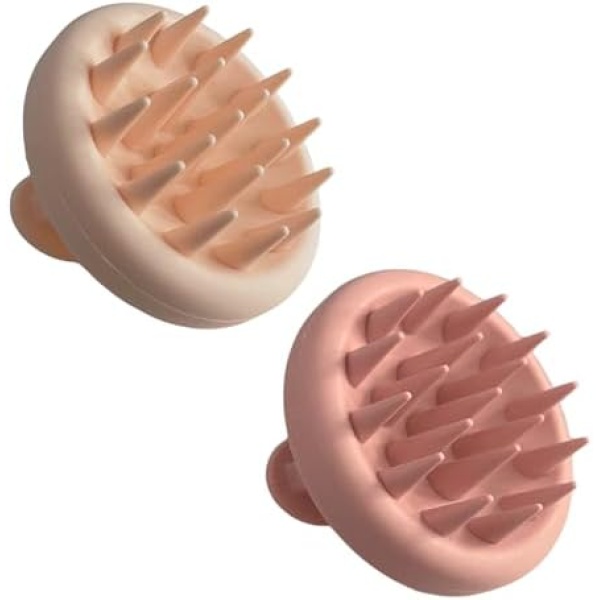 Gabmma 2 pack Hair Scalp massager, Silicone hair brush, shampoo brush, Scalp massager hair growth, scalp scrub, scalp brush for hair growth (Beige & Blush)