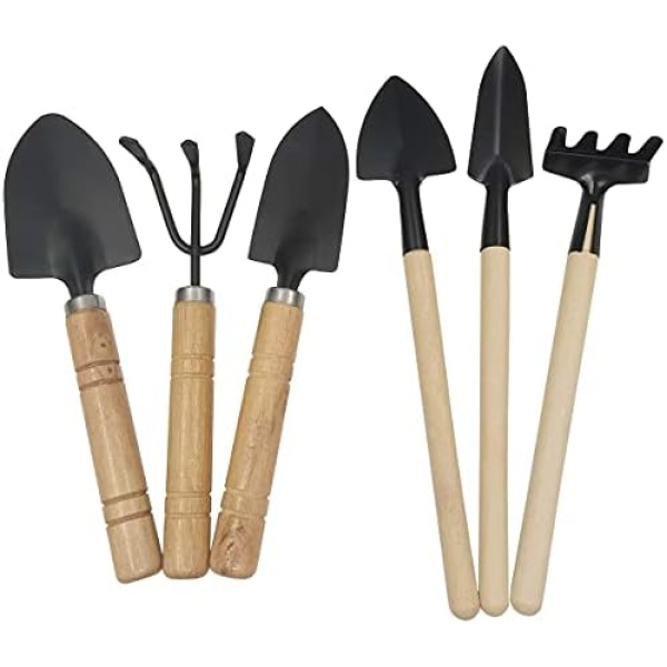 Gardening Tools Sets (6 Pcs) Spade Shovel Rake for Garden Plants Care House Plants Flower Pot Cactus Vegetables Kids Indoor Small Plants Mini Medium Plant Tool Succulent Kit