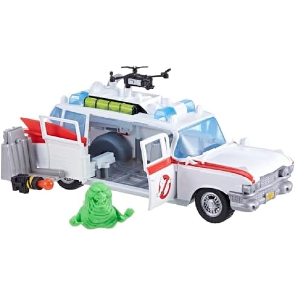 Ghostbusters Track & Trap Ecto-1 Toy Vehicle with Fright Features Ecto-Stretch Tech Slimer Accessory, Compatible with 5-Inch Ghostbusters Toys, 4+