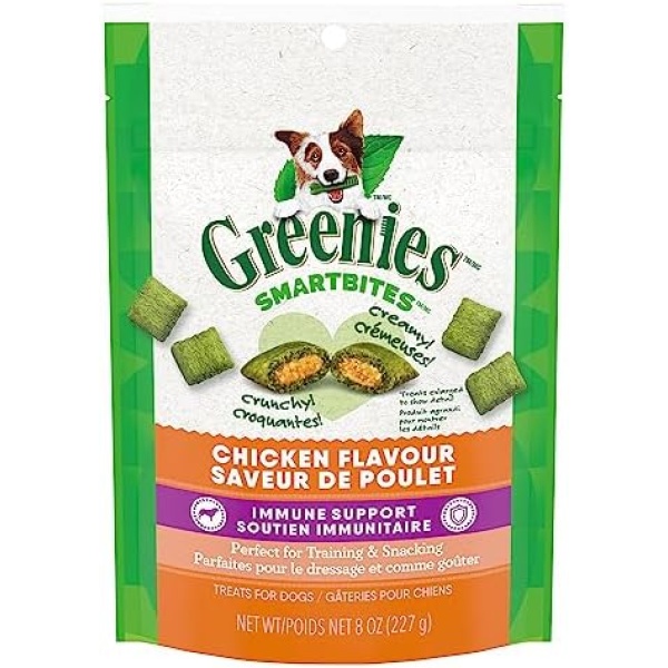 Greenies Smartbites Dog Treats Immune Support, Chicken Flavour, 227g Pouch