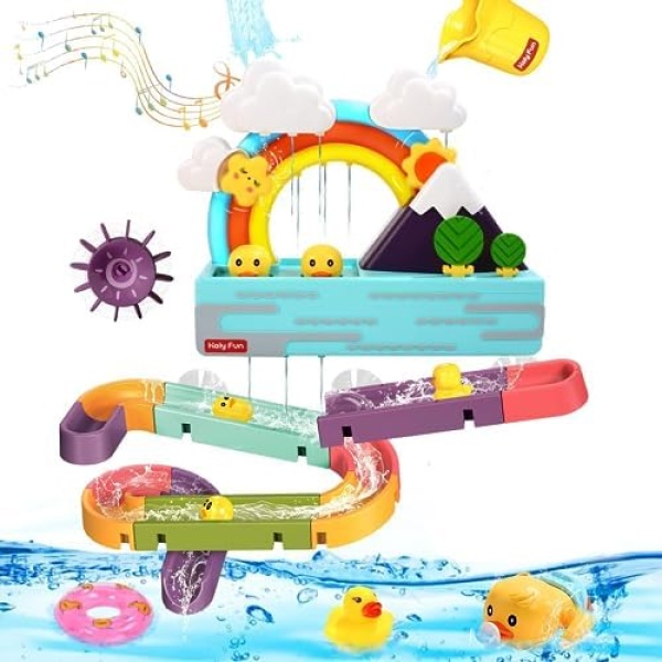 HOLY Fun Baby Bath Toy, Interactive Light Up & Musical Bathtub Toys for Toddlers, Floating Squirting Toys for Boys and Girls