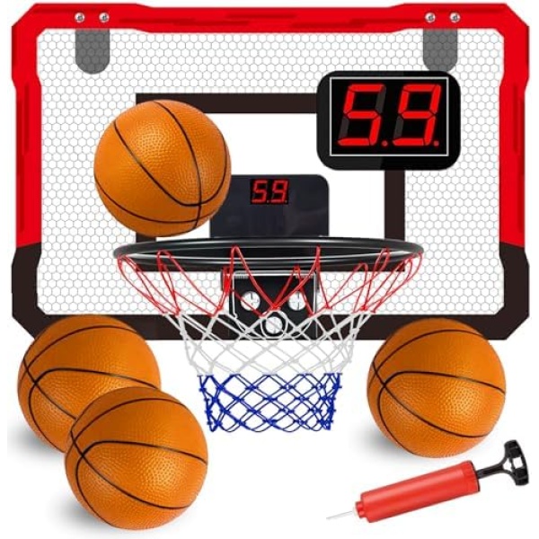 KAEGREEL Indoor Basketball Hoop for Kids 3 4 5 6 7 8 9 10 11 12 Year Old Mini Basketball Hoop & Balls Net Over The Door Room Basketball Interieur Game Gifts Toys for Boy Girl