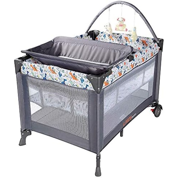 LIVINGbasics Portable Baby Playard and Changing Table, Flodable Playard Suitable for Home/Travel/Outdoor