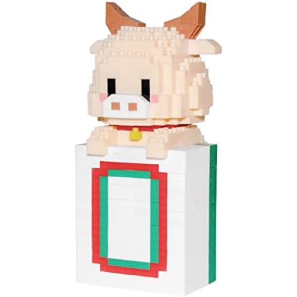 Larcele Micro Building Blocks Animal Set, DIY Mini 3D Building Toy Bricks,529 Pieces KLJM-09 (BaiBan Ox)