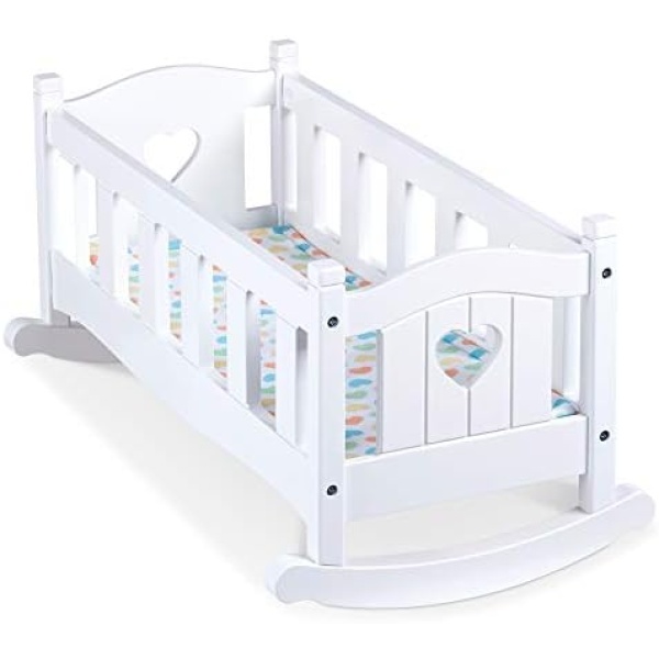 Melissa & Doug Mine to Love Wooden Play Cradle for Dolls, Stuffed Animals - White