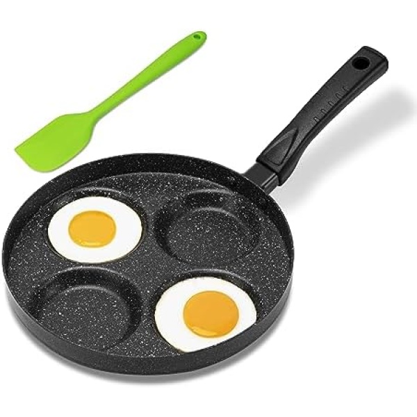 MyLifeUNIT Aluminum 4-Cup Egg Frying Pan, Non Stick Egg Cooker Pan