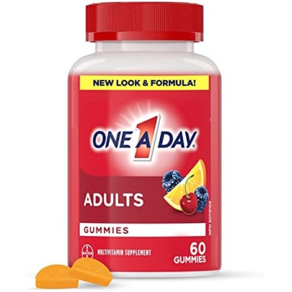 One A Day Adult Multivitamin Gummies - Daily Gummy Multivitamins For Men And Women With Vitamins A, B6, B12, C, D, E, Biotin and Zinc, Supports Immunity And Bone Health, Hair And Nails, 60 Gummies