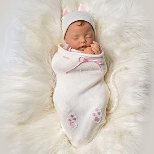 Paradise Galleries Sleeping Baby Doll, Fiorenza Biancheri Designer's Doll Collections, Adorable New Year Birthday Party Doll Gift Kitten Outfit with 3-Piece Doll Accessories - Sleeping Kitten