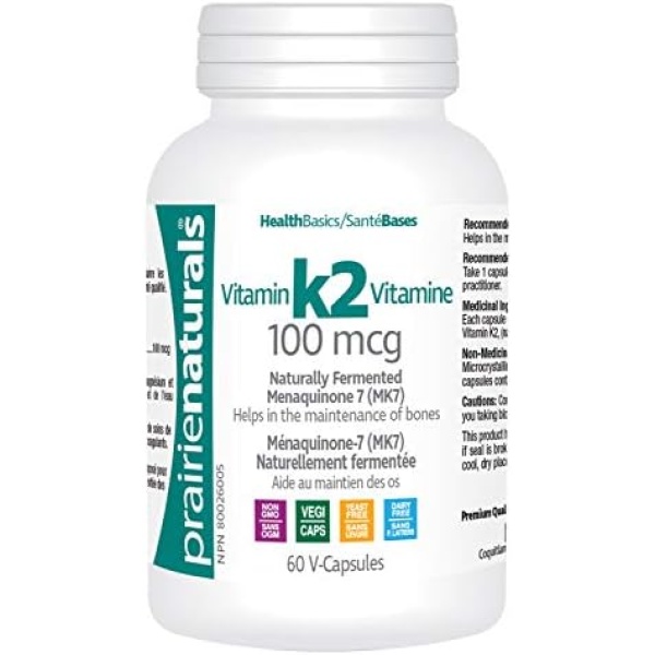 Prairie Naturals Vitamin k2 mk-7 100mcg vcaps, 60 Count