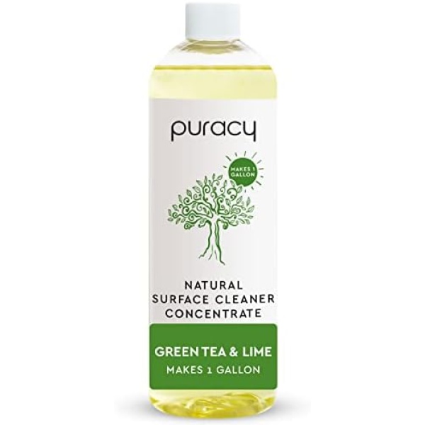 Puracy 99.9% Natural All Purpose Cleaner Concentrate - Makes 128oz Multi Purpose Cleaner - Green Tea & Lime - Surface Cleaner, Floor Cleaner, Kitchen, Cleaner, Bathroom Cleaner - Cleaning supplies