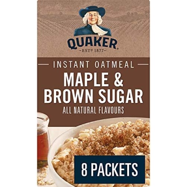 Quaker Maple & Brown Sugar Flavour Instant Oatmeal, 8 Packets, 344g