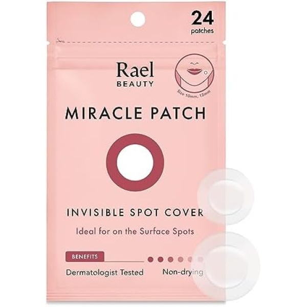 Rael Miracle Invisible Spot Cover - Hydrocolloid, Absorbing Cover, Skin Care, Facial Stickers, 2 Sizes (24 Count)