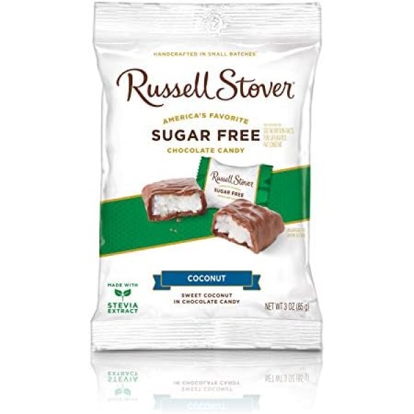 Russell Stover No Sugar Added Milk Chocolate Coconut Patties, 85-Gram Bag