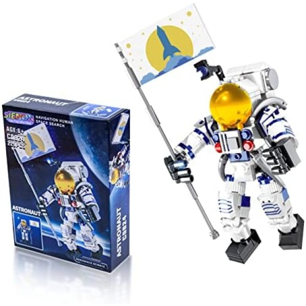 SIENON Astronaut Toys Building Kit for Kids and Adults-229pcs Building Block Astronaut Figure Holding The Flag with Movable Joints, DIY Spaceman Assembly Construction STEM Toy City Space Building Set