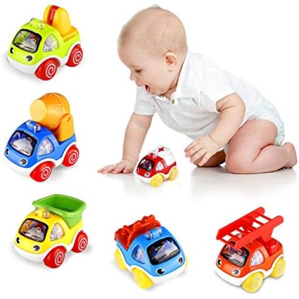 ShinePick Pull Back Cars, Toy Cars for Toddlers, Push and Go Vehicles Toys Friction Powered Car Toys Christmas Birthday Gift for Kids, Boys and Girls (6 Pcs)