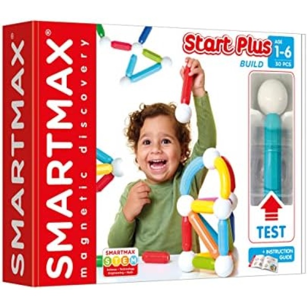 Smartmax - Start Plus 30 Pieces - Educational Magnetic Construction Toy - Creative Building Set for Children from 1 Year + - Multilingual - 249726.