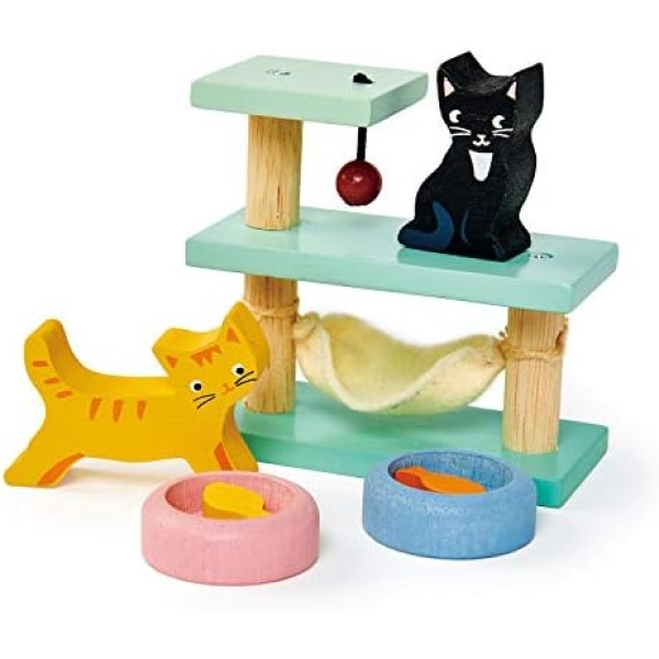 Tender Leaf Toys - Pets Sets for Doll House Accessories - Great Add-on Pet Play Set to Any Dollhouse - Encourage Creative and Imaginative Fun Play for Children 3+ (Pet Cats Set)