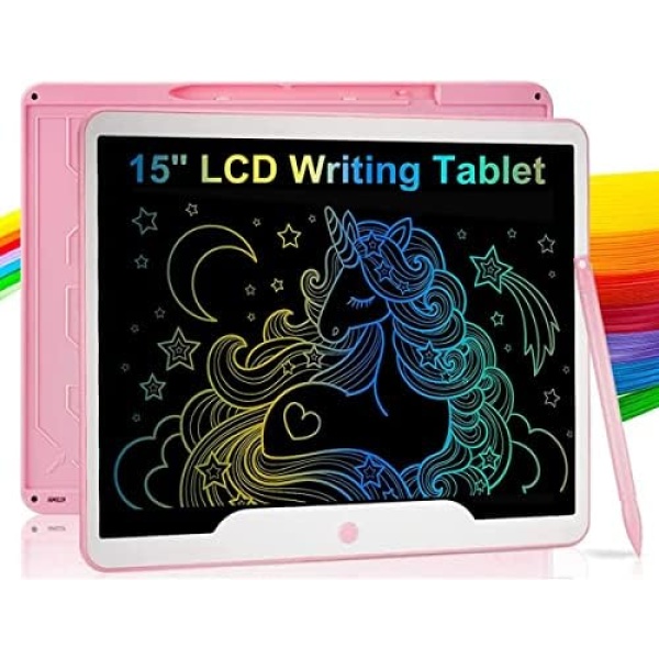 Toys for 3-12 Year Old Girls Boys, ScriMemo LCD Writing Tablet 15 Inch Doodle Board, Electronic Drawing Tablet Kids Toys, Girls Gifts Toys for 3 4 5 6 7 8 9 Year Old Girls Boys (Pink)