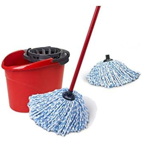 Vileda SuperMop and Bucket Set with 1 Extra Refill | Extendable Handle | Made of 100% Microfibre | Machine Washable Mop Head