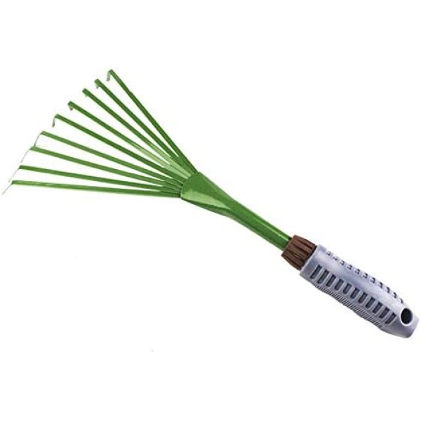 WDDH Garden Small Grip Hand Fan Rake,9-Teeth Little Leaf Broom Rake Tool with Ergonomic Soft PVC Grip,Clear Debris Lawn Shrub Bush and Flowers