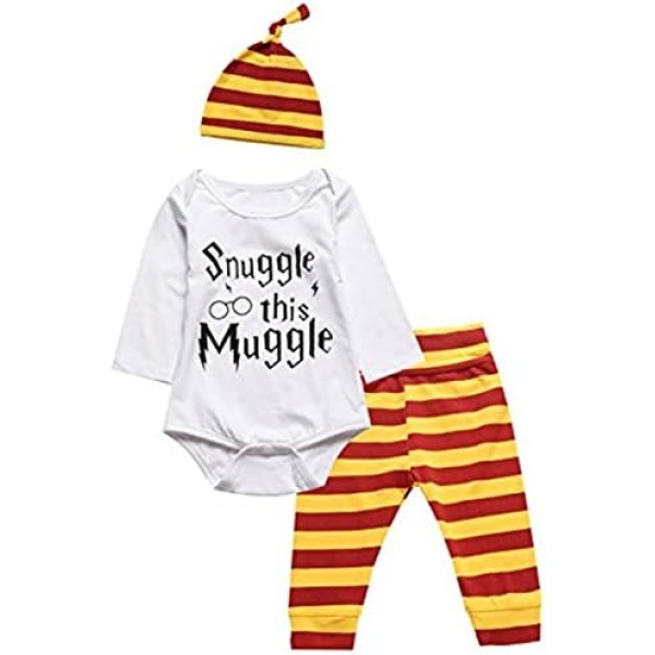 i-Auto Time Snuggle This Muggle Baby Boys Girls Romper Pants Hat Outfit Set Clothes