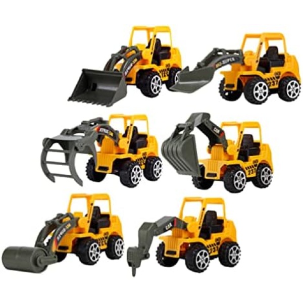 ibasenice 6pcs Kids Excavator Toy Construction Truck Toys Kit Engineering Vehicle Tractor Digger Crane Drum Roller for Kids Games Playset