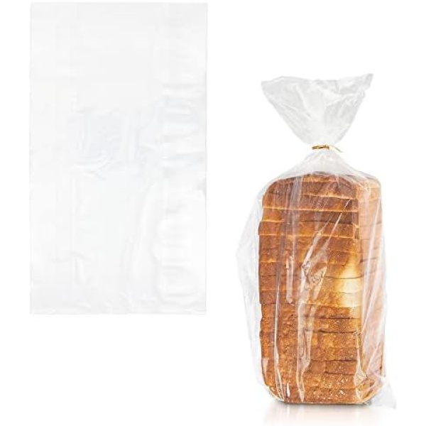 APQ Plastic Bread Bags for Homemade Bread 8 x 4 x 18 Inches. Pack 100 Plastic Bags for Food 0.65 Mil Thick, Clear Plastic Bread Bags. Gusseted Plastic Bags for Bread for Bakeries and Food Industry