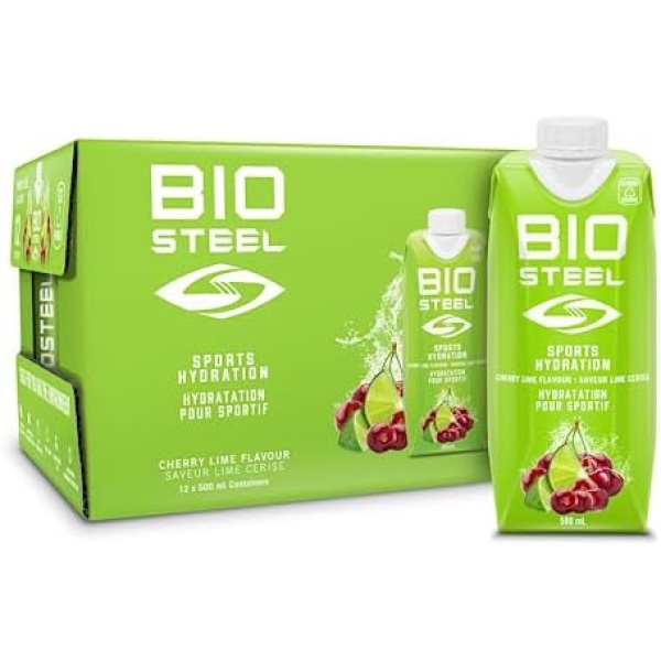 BioSteel Sports Drink, Great Tasting Hydration with 5 Essential Electrolytes, Cherry Lime Flavour, 16.7 Fluid Ounces, 12-Pack