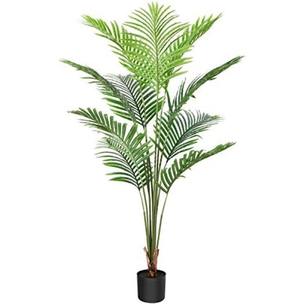 CROSOFMI Artificial Areca Palm Tree 5 Feet Fake Tropical Palm Plant,Perfect Faux Dypsis Lutescens Plants in Pot for Indoor Outdoor Home Office Garden Modern Decoration Housewarming Gift