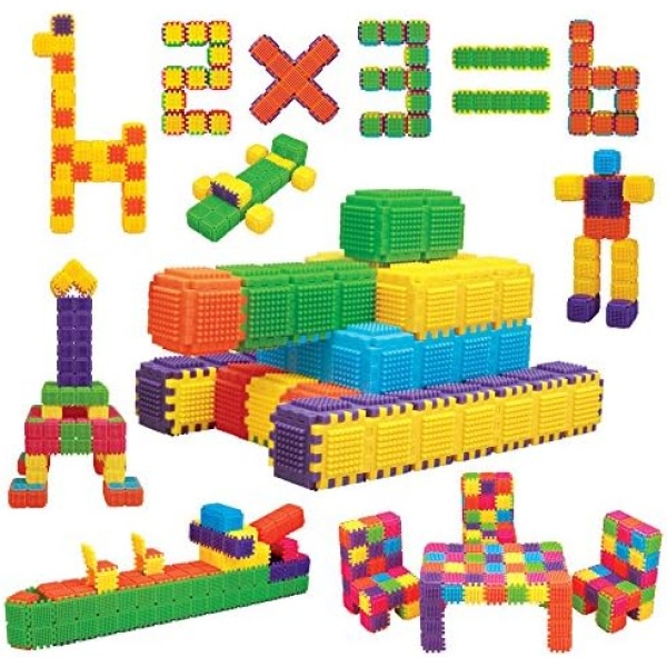 Educational Interlocking STEM Building Blocks 150 Pieces. Build Toy Accessories, Cubes, Shapes and More for Ages 3 Year and Up