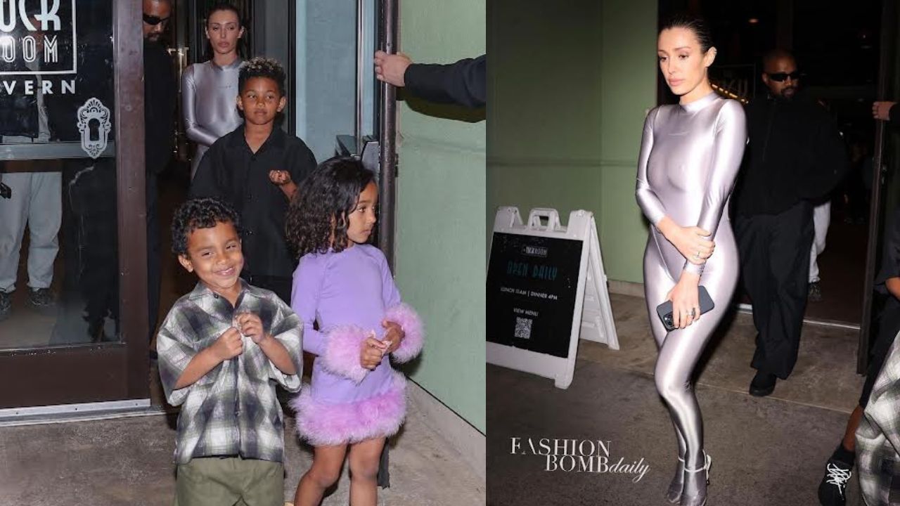 Kanye West Stepped Out with his Children and Bianca Censori in a Metallic Silver YZY Catsuit for Easter Weekend – Fashion Bomb Daily