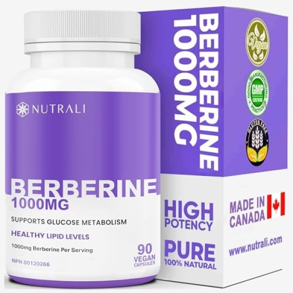 New Berberine MAXIMUM POTENCY 1000mg per Serving (2 capsules 500mg each) Supports Blood Sugar Levels, Healthy Lipid (Fat) and Glucose Metabolism. Non-GMO, Vegan, Gluten Free. 90 Easy to Swallow Capsules.