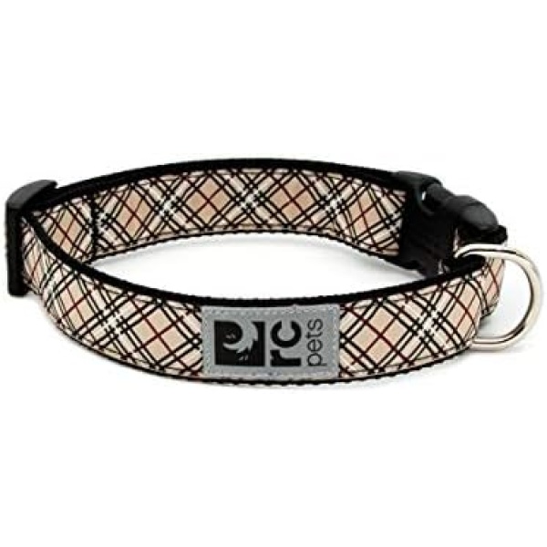 RC Pet Products 1-Inch Adjustable Dog Clip Collar, 12 to 20-Inch, Medium, Tan Tartan